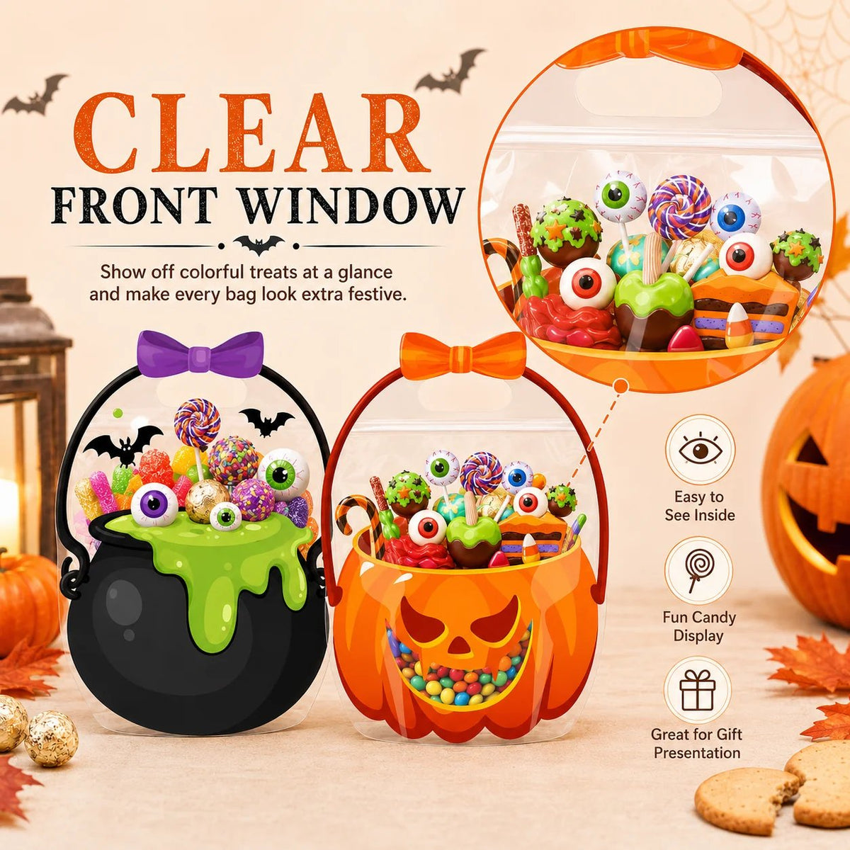 🔥Last Day 50% OFF - 🎃Halloween Bags Plastic Halloween Goodie Bags