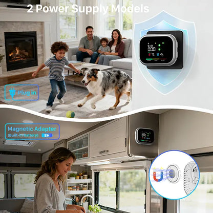 6-in-1 Portable Detector with Temperature, Humidity & Air Quality Monitoring Plug