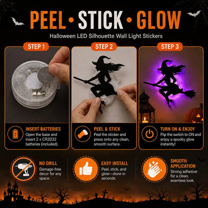 🔥Last Day 49% OFF🔥Halloween LED Silhouette Wall Light Stickers