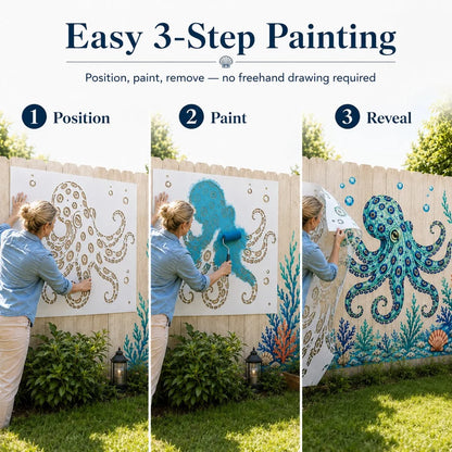 Reusable Ocean Octopus Mural Stencil Set