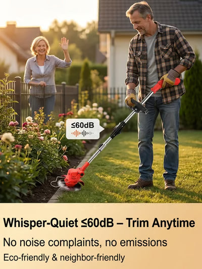 🌿 Lightweight Cordless Grass Trimmer – Quiet 9000 RPM Lawn Care Tool - UK