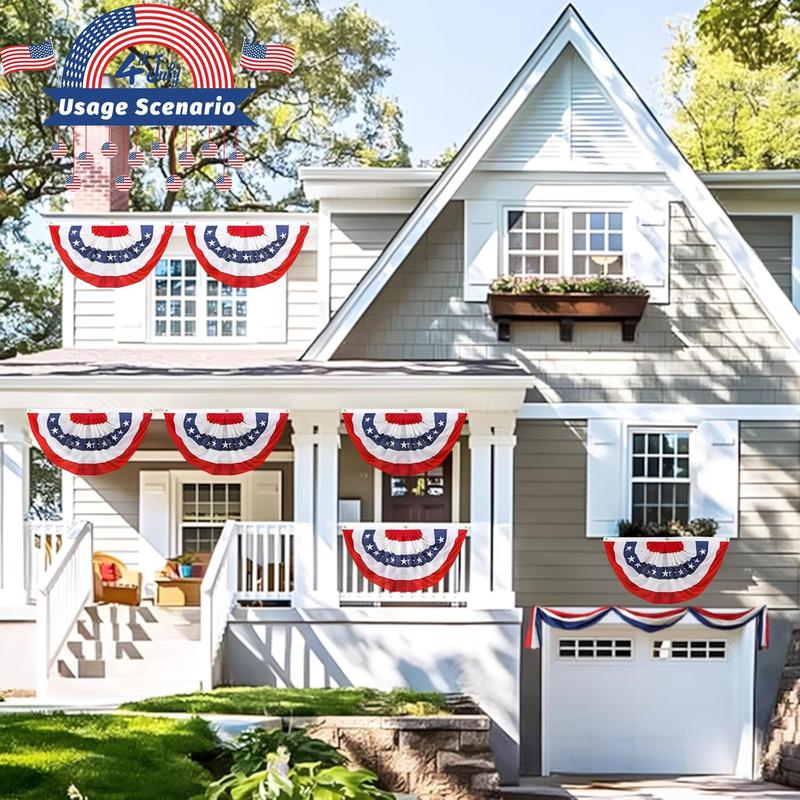 Red White Blue Star Stripe Half Fan Banner for 4th of July