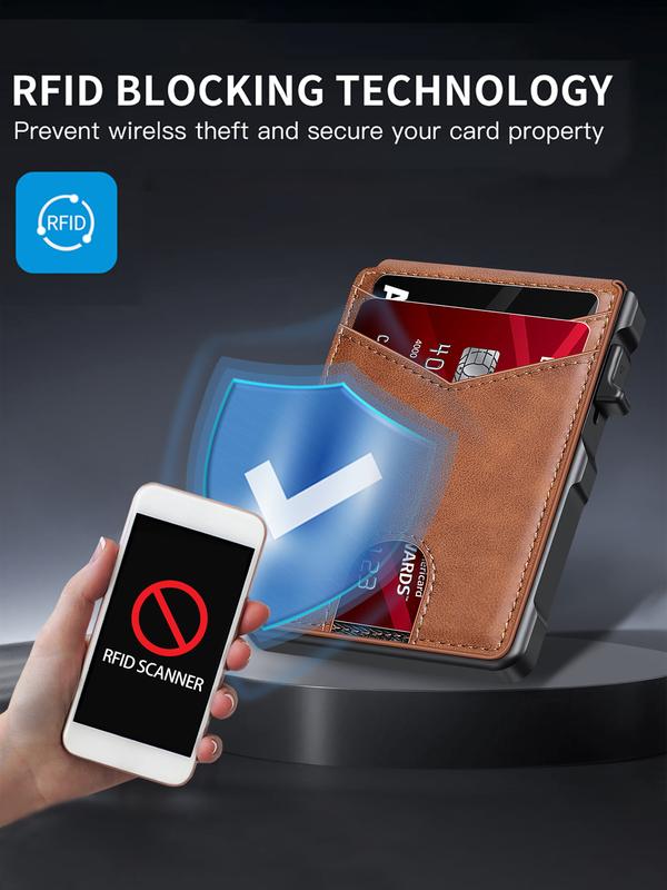 Slim Magnetic AirTag Leather Flip Card Wallet with ID Slot