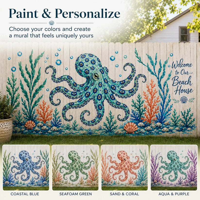 Reusable Ocean Octopus Mural Stencil Set