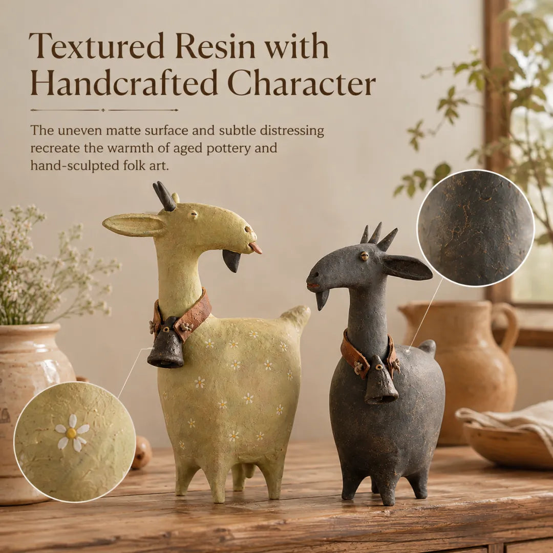 Whimsical Farmhouse Goat Figurines