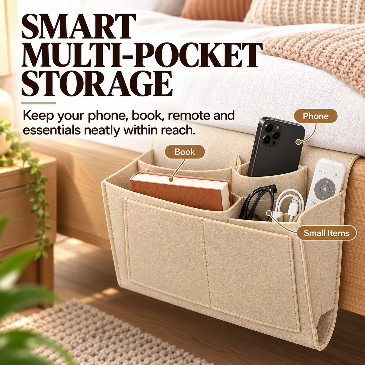 🔥  Bedside Hanging Organizer – Keep Essentials Within Reach
