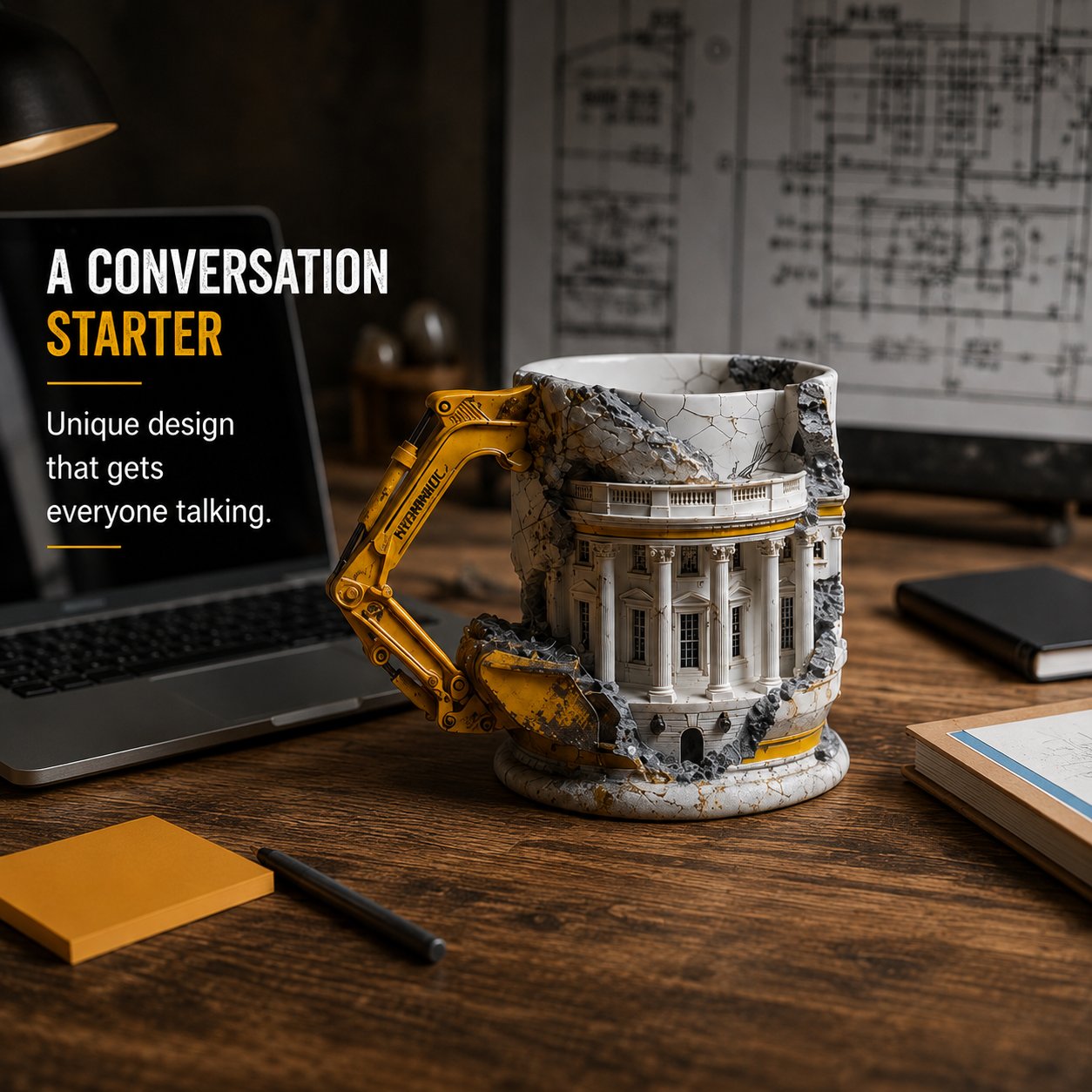 🔥LAST DAY 50% OFF - White House Excavator Mug – 3D Construction Coffee Cup