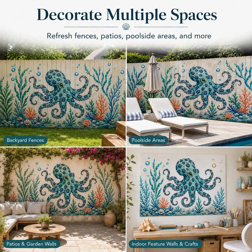 Reusable Ocean Octopus Mural Stencil Set