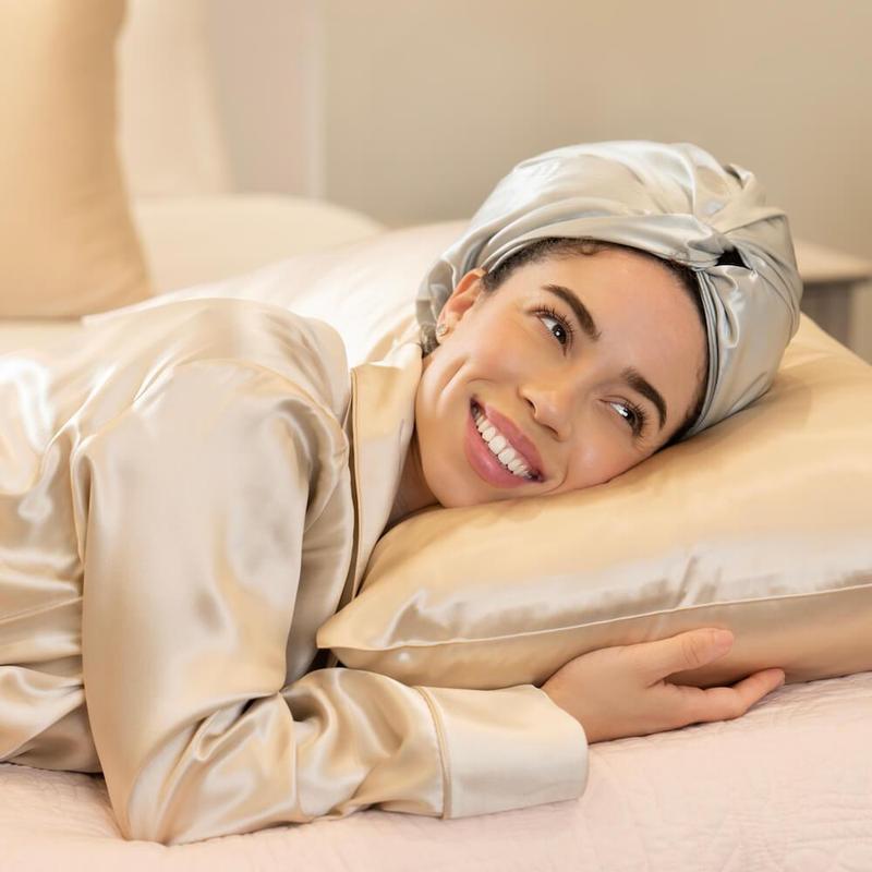 100% Mulberry Silk Sleep Bonnet Anti Frizz Hair Cap For Women