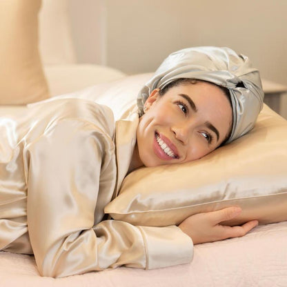 100% Mulberry Silk Sleep Bonnet Anti Frizz Hair Cap For Women
