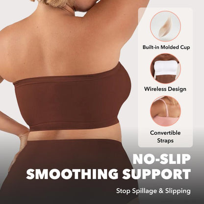 Convertible Strapless Bandeau Bra - Wireless, No-Slip