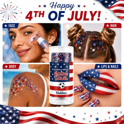 4th of July Glitter Stick | Red, White & Blue Body & Hair Sparkle for Independence Day