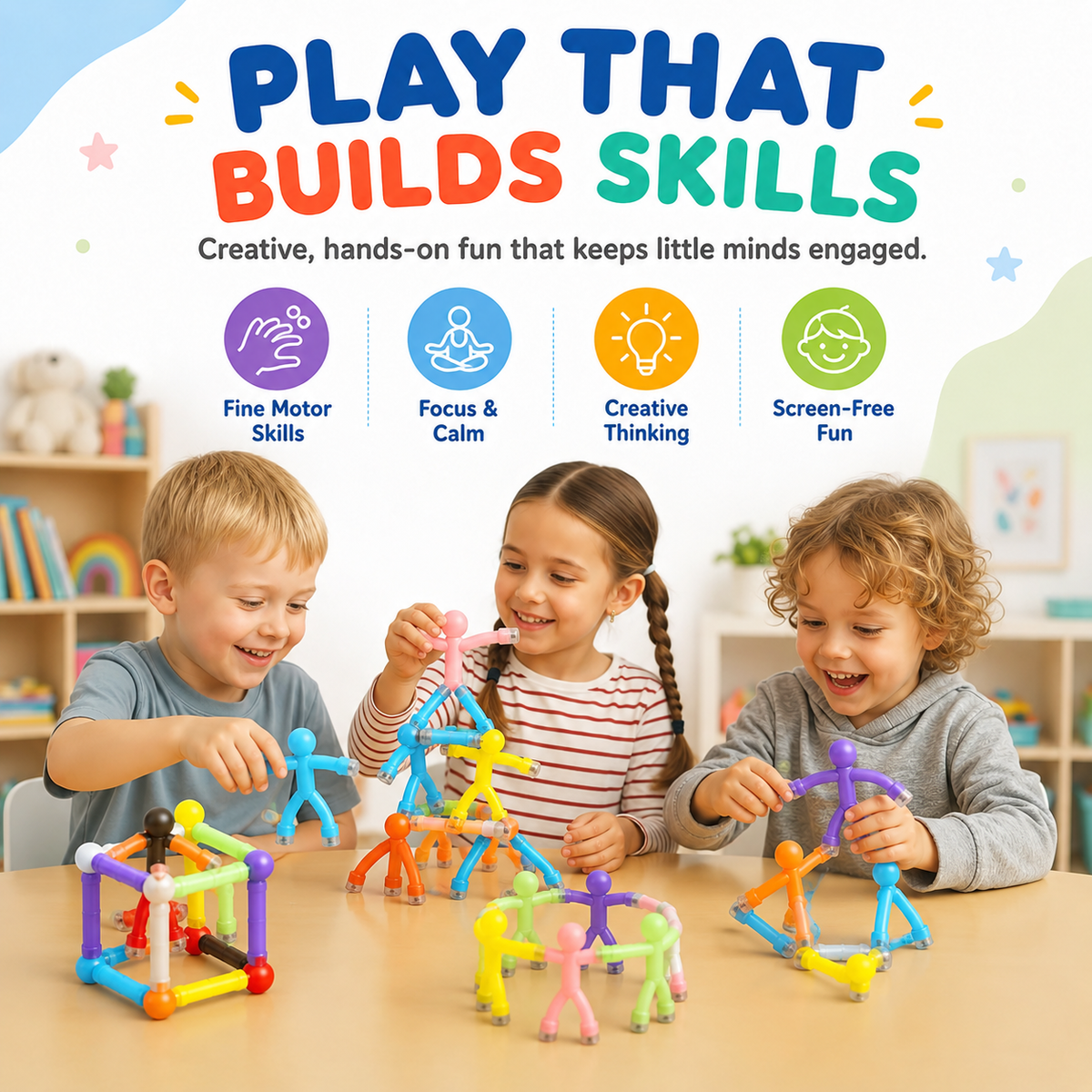 🧲 10-Pack Magnetic Bendy Figures – Creative Fidget Toy Set