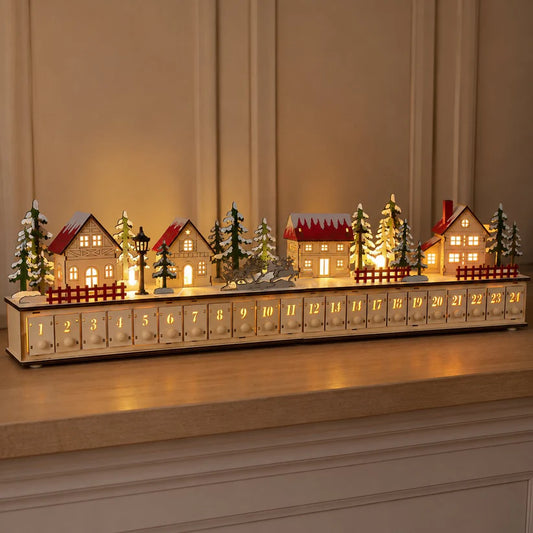 Wooden Village Advent Calendar With Led Glow🎁🌲