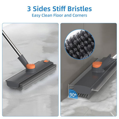 Durable 3-in-1 Rotatable Floor Scrub Brush with Long