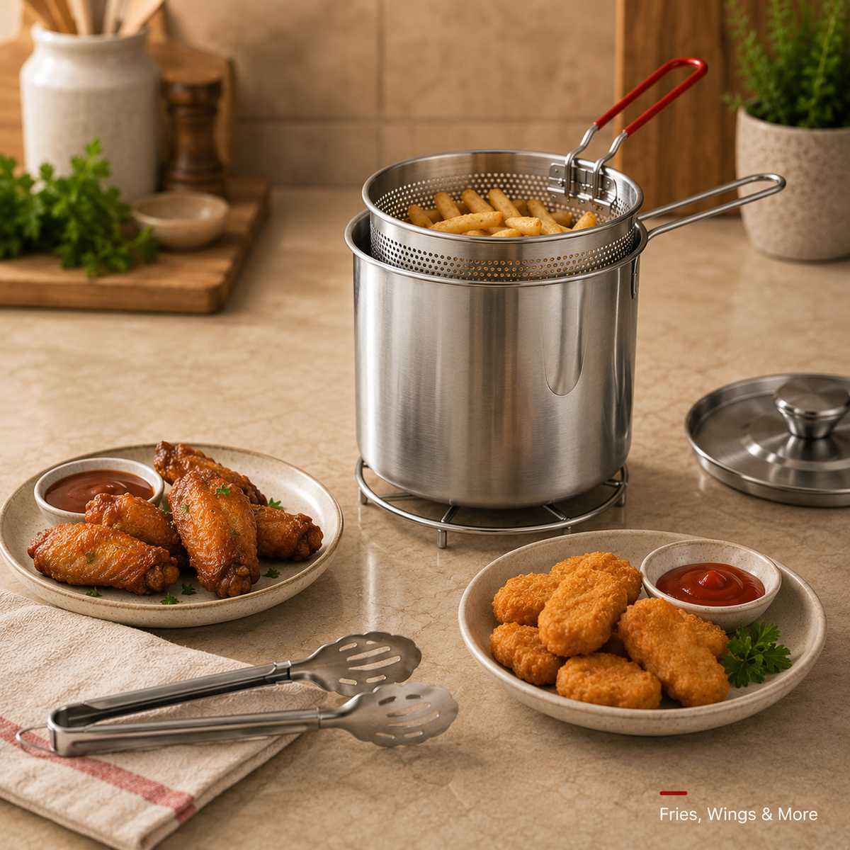 🍟 Personal Mini Deep Fryer Set with Lift-Out Basket