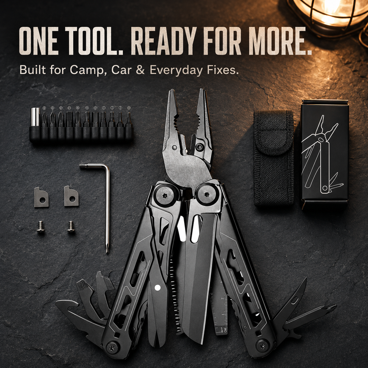 🔥LAST DAY 50% OFF🚀16-in-1 Multitool with Large Scissors | Compact Outdoor Tool for Camping & Repairs