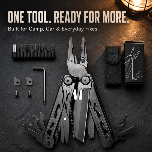 🔥LAST DAY 50% OFF🚀16-in-1 Multitool with Large Scissors | Compact Outdoor Tool for Camping & Repairs