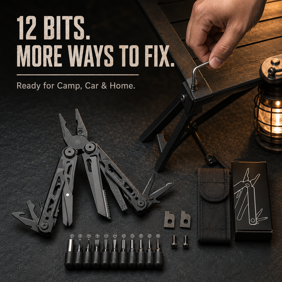 🔥LAST DAY 50% OFF🚀16-in-1 Multitool with Large Scissors | Compact Outdoor Tool for Camping & Repairs
