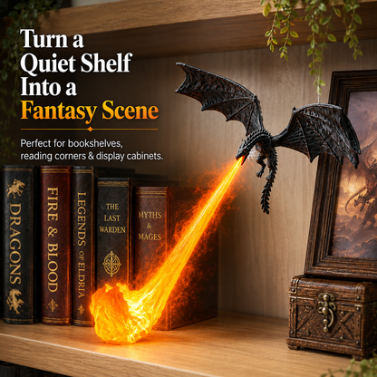 🔥 HOT DEAL 55% OFF🐉 Glowing Dragon Bookend with LED Flame Effect