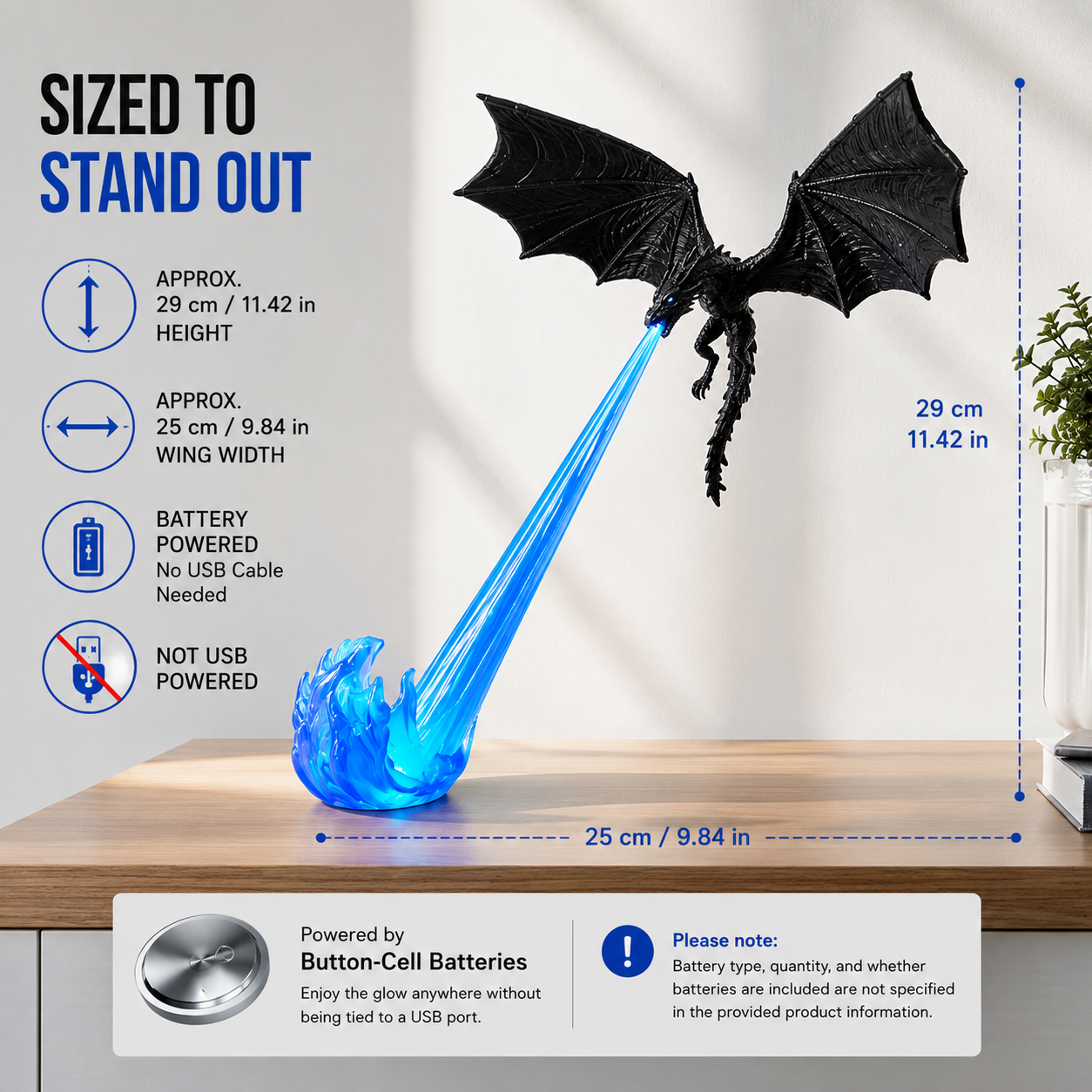 🔥 HOT DEAL 55% OFF🐉 Glowing Dragon Bookend with LED Flame Effect