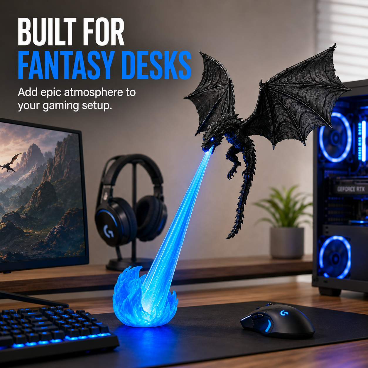 🔥 HOT DEAL 55% OFF🐉 Glowing Dragon Bookend with LED Flame Effect