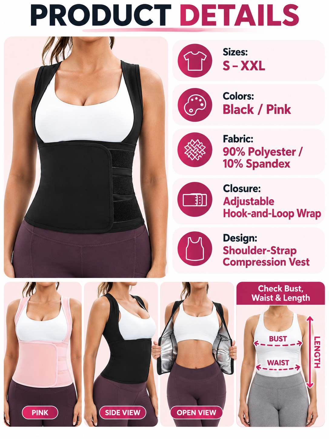 🔥 Fitness Deal – Women's Zip-Up Sculpting Vest 💪 Snug Support & Flexible Comfort for Gym, Running & Training 🏃‍♀️