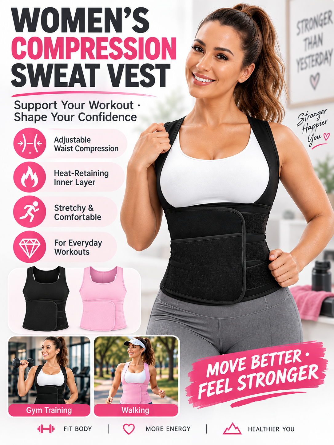 🔥 Fitness Deal – Women's Zip-Up Sculpting Vest 💪 Snug Support & Flexible Comfort for Gym, Running & Training 🏃‍♀️