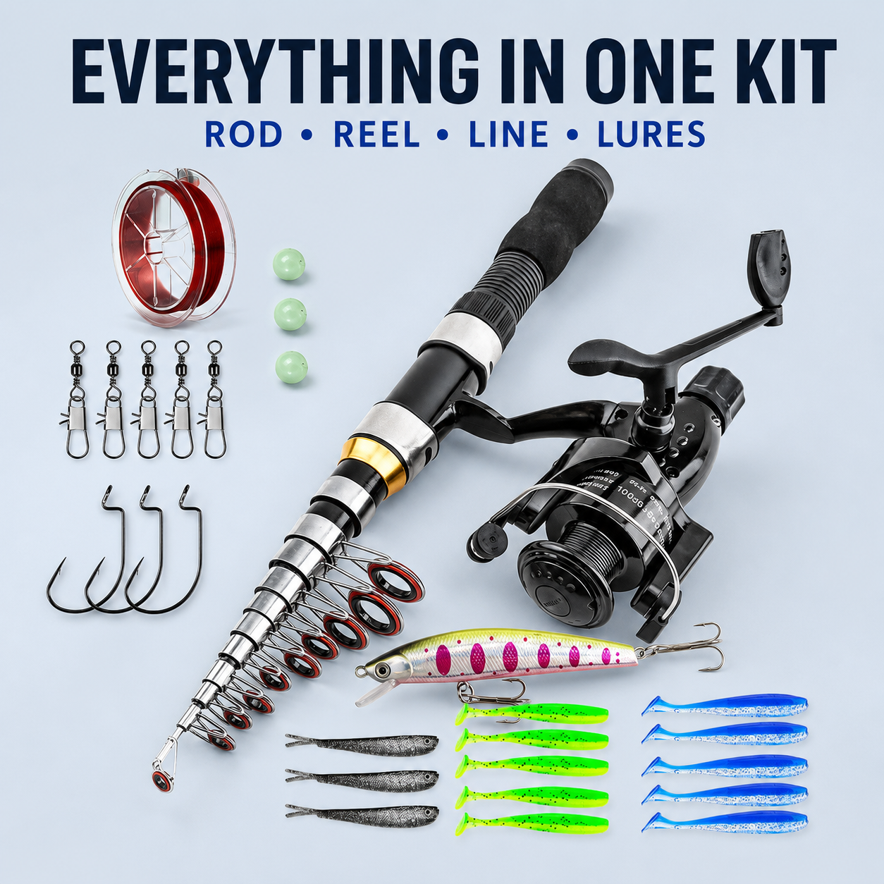 🎣 Telescopic Fishing Rod and Reel Combo Kit with Lures and Bag 🐟