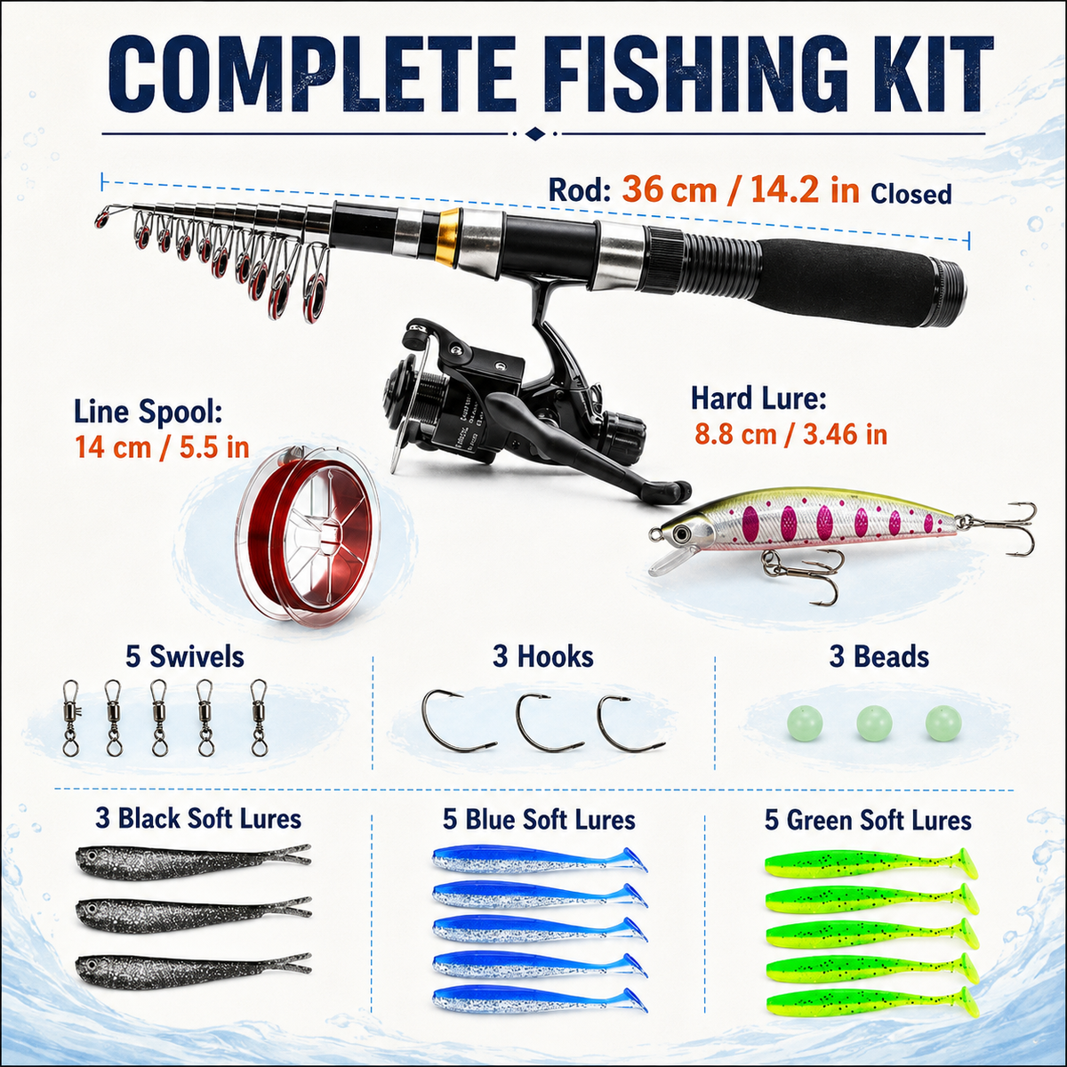 🎣 Telescopic Fishing Rod and Reel Combo Kit with Lures and Bag 🐟