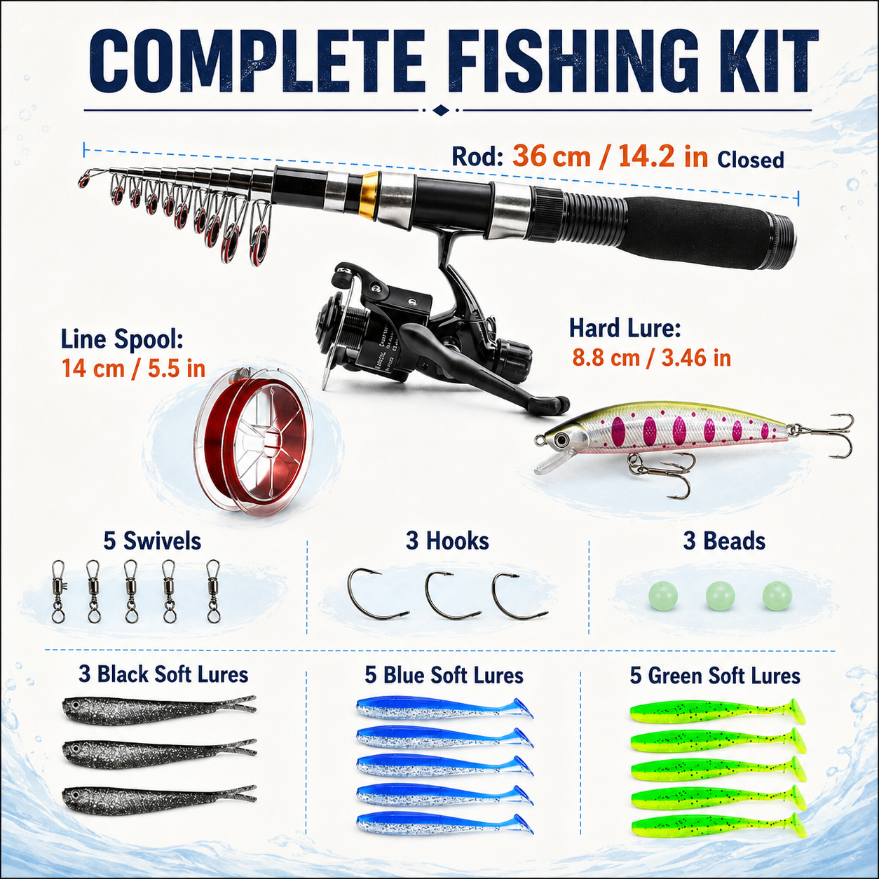 🎣 Telescopic Fishing Rod and Reel Combo Kit with Lures and Bag 🐟