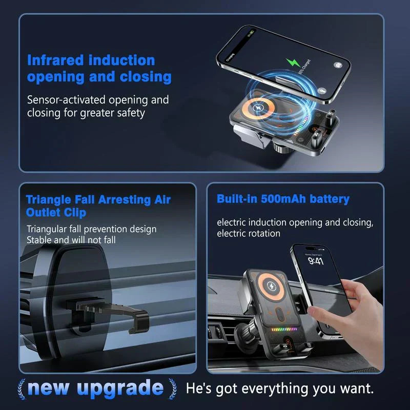 🎉LAST DAY SALE 50% OFF⚡50K+ SOLD 📱Smart 2-in-1 Car Rotating Mobile Phone Holder & Wireless Charger⚡