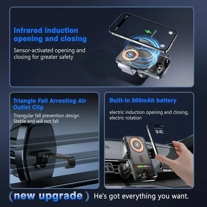 🎉LAST DAY SALE 50% OFF⚡50K+ SOLD 📱Smart 2-in-1 Car Rotating Mobile Phone Holder & Wireless Charger⚡