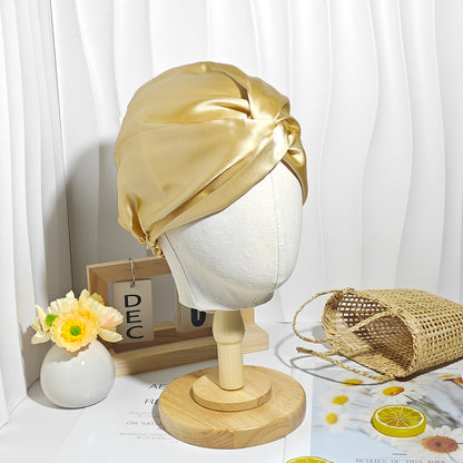 100% Mulberry Silk Sleep Bonnet Anti Frizz Hair Cap For Women
