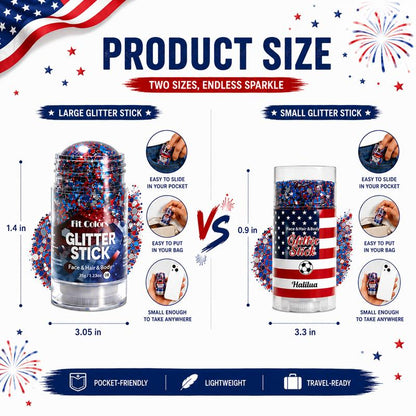 4th of July Glitter Stick | Red, White & Blue Body & Hair Sparkle for Independence Day