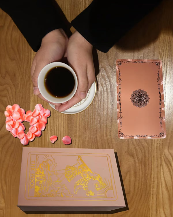 Witchy Cauldron Rose Gold Tarot Cards with Guide Book Waterproof Wrinkle Resistant Foil Tarot Deck for Beginners Includes Chakras Planets Zodiac Signs Elements & Affirmations - Buy 1