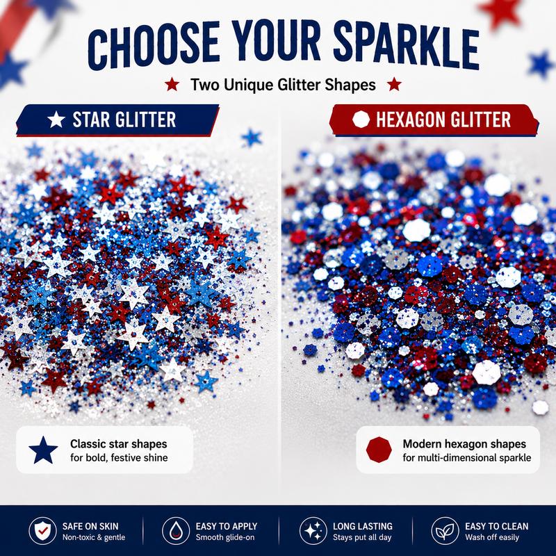 4th of July Glitter Stick | Red, White & Blue Body & Hair Sparkle for Independence Day