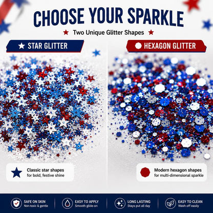 4th of July Glitter Stick | Red, White & Blue Body & Hair Sparkle for Independence Day