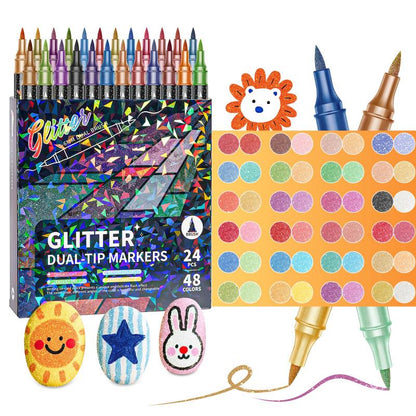 🔥49% Off🎨24/48/72/96 Colors Glitter Effect Brush Markers