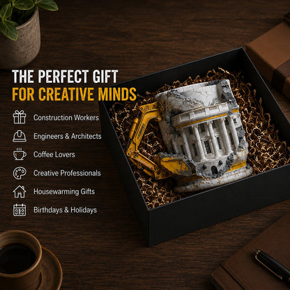 🔥LAST DAY 50% OFF - White House Excavator Mug – 3D Construction Coffee Cup