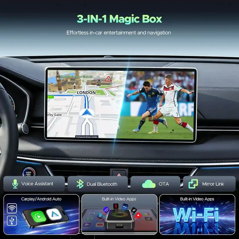 3-in-1 Wireless CarPlay Adapter -Stream In-Car Entertainment Anywhere