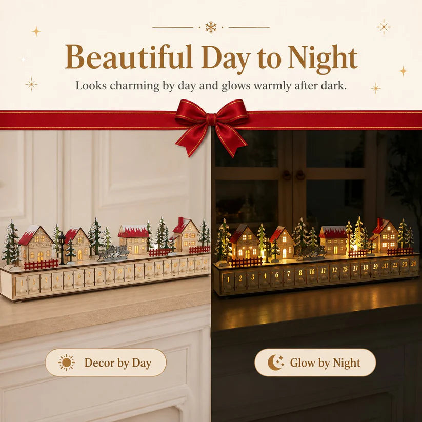 Wooden Village Advent Calendar With Led Glow🎁🌲