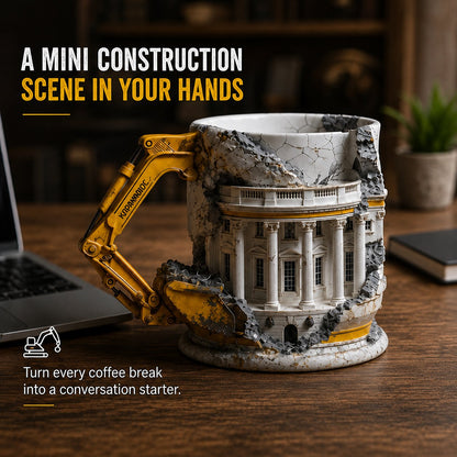 🔥LAST DAY 50% OFF - White House Excavator Mug – 3D Construction Coffee Cup