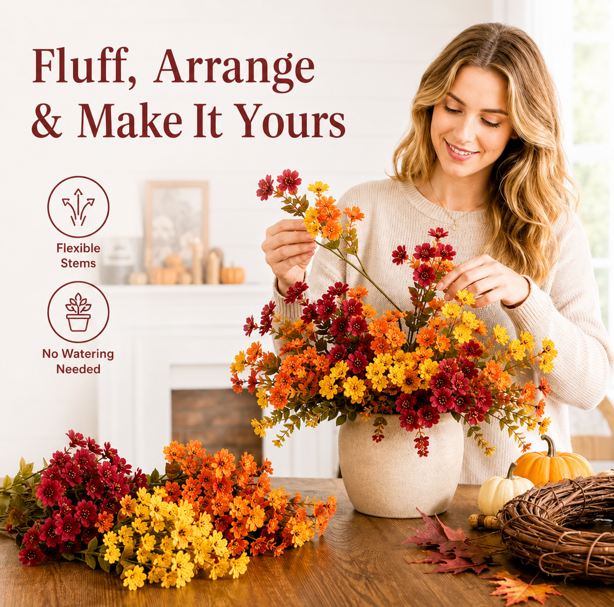 🎁 Last Day 50% OFF - Fall Artificial Flowers For Halloween & Autumn Decor