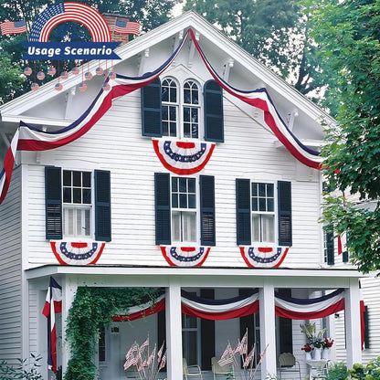 Red White Blue Star Stripe Half Fan Banner for 4th of July