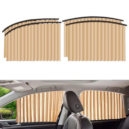 Car Window Sun Shades Pleated Fabric Curtains for Side Windows, Foldable Removable Design, 4 Pack Set - GOLD