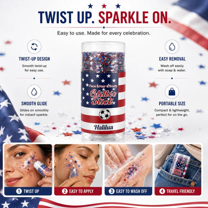 4th of July Glitter Stick | Red, White & Blue Body & Hair Sparkle for Independence Day