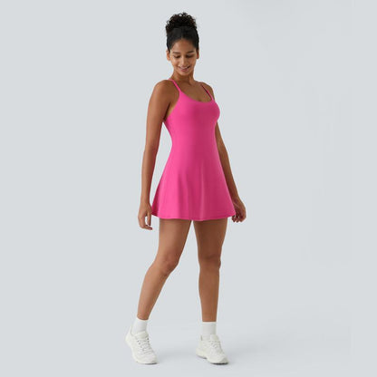Softlyzero Backless Active Dress with Built-in Shorts