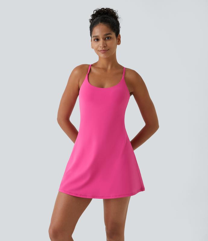 Softlyzero Backless Active Dress with Built-in Shorts