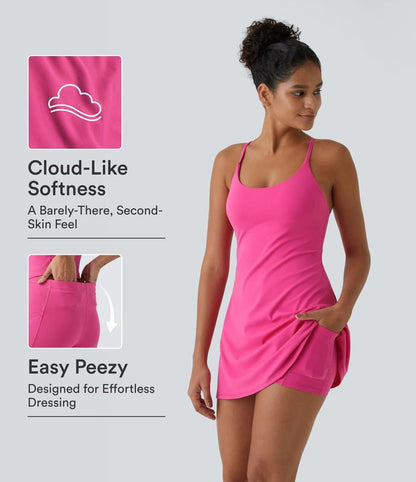 Softlyzero Backless Active Dress with Built-in Shorts